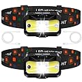 MIOISY Headlamp Rechargeable,1200 Lumen Ultra Bright LED Head Lamp Flashlight with White Red Light, 2 Pack Motion Sensor Waterproof Headlight, 8 Modes Lights for Outdoor Camping Fishing Running