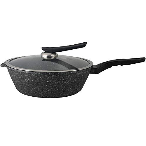Frying Pan Household Deepening Frying Pan Non-Smoke Coated Wok Induction Cooker Gas Stove Open Fire for Saute Vegetables Steaks (Color : Black Size : 52x33x10cm) (Black 52x33x10cm)