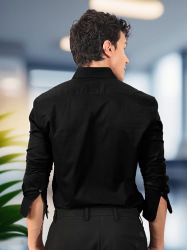 Image of Pinkmint Men's Solid Cotton Formal Shirt | Plain | Full Sleeve - Regular Fit (Available in Plus Sizes and Combo Pack of 2)