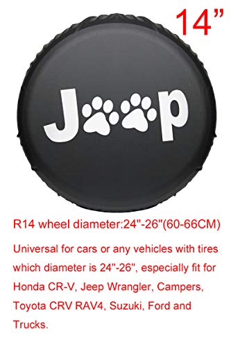 HAOFANG Tire Covers,(R14) PVC Leather Waterproof Dust-Proof Universal Spare Wheel Tire Cover Fit for Jeep,Trailer, RV, SUV and Many Vehicle 13” 14\" 15\" DIY (R14 for Diameter 24\"-26\", Black) - Thumbnail 7