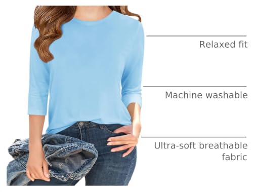 Image of Haloumoning Girls Casual 3 /4 Sleeve T Shirts Kids Crewneck Tops Fashion Tees 5-14 Years