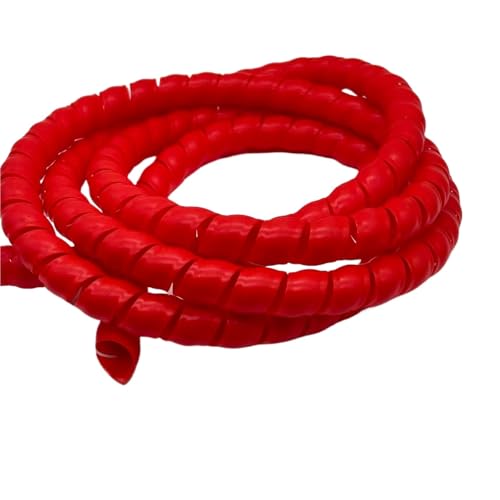Styire Gaine de câble Flexible en Spirale de 18 à 28 mm, 3 mètres, for Protection de câble, for Conduite d'huile Gaine de Protection(Red,ID 22mm)