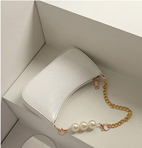 CAMILIFE Witte clutch schouder handtas mini handtassen met parelketting klassieke vintage tas kleine witte handtas voor… - Image 5