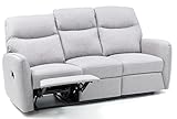  Divano Divanetto 3 Posti con Reclinatore Manuale in Tessuto Grigio My Living Kube