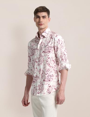 Image of U.S. Polo ASSN. Printed Regular Fit Shirt for Men - 100% Cotton, Breathable & Comfortable, Full Sleeves Casual Shirt for Men