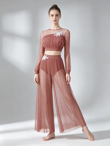Costumes lyrique en pièces rose poudré pour danse moderne M