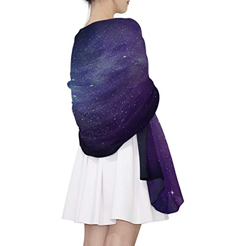 AUUXVA Women Silk Scarf Lightweight Long Soft Chiffon Shawl Wrap Neck Scarves Muffler for Ladies Girls Men (Purple Nebula)4