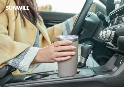 Image of SUNWILL Travel Coffee Tumbler 20 oz, Insulated Mug with Lid, Stainless Steel Cup for Outdoor, Powder Coated Taupe