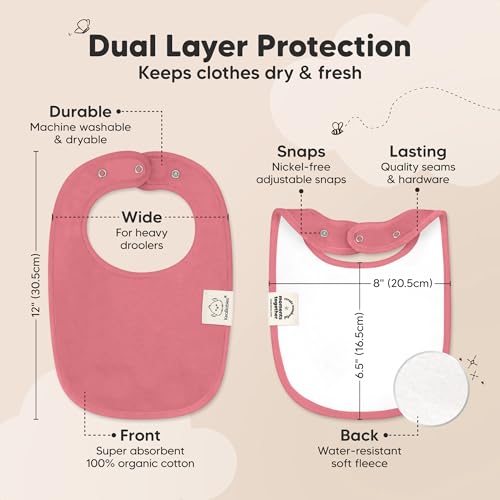 Image of 8-Pack Organic Baby Bibs for Boys, Girls - Soft Cotton Drooling and Teething Bibs for Baby Girl & Boy, Extra Absorbent, Easy to Clean & Put On for Toddler, Newborn, Infant 0-24 Months (Muted Pastel)