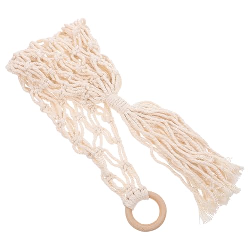 BRIGHTFUFU Cesta Colgante Beige de Cuerda de Algodón para Frutas y Verduras, Diseño Resistente y Decorativo y Almacenamiento Moderno Adecuado para de Patio