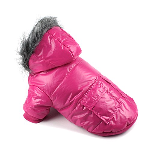 美品❣️【S】犬服 ピンク ダウンジャケット風 防寒 モコモコ Amazon | Lesypet 犬用ダウンコート スキーウェア 防寒 軽量 防風 防水