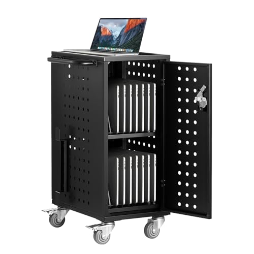 VEVOR 16 Device Charging Station with Lock & Key, Mobile Charging Cart for Chromebook, iPads, Tablet and Laptop, Up to 15.6 in Screen Size, Office and Classroom Locking Charging Station