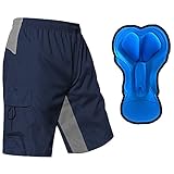 EZRUN Men's 3D Padded Mountain Bike Shorts Lightweight MTB Cycling Shorts(Navy,XL)