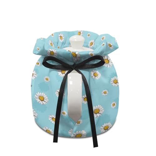 Image of Cute Cow Print Tea Cozy Daisy Print Tea Pot Cover Insulated Tea Cosy Teapot Dust Cover Teapot Warmer for Home Kitchen Teapot Covers, Blue