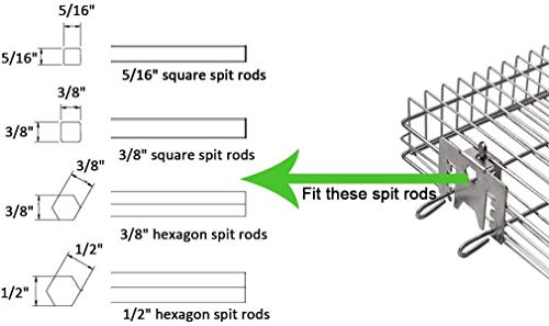 Only Fire 6042 Bbq Stainless Steel Flat Spit Rotisserie Grill Basket For Any Grill, Fits 1/2" Hexagon, 3/8" Hexagon, 3/8" Square&5/16" Square Rotisserie Spit Rods #TOP4