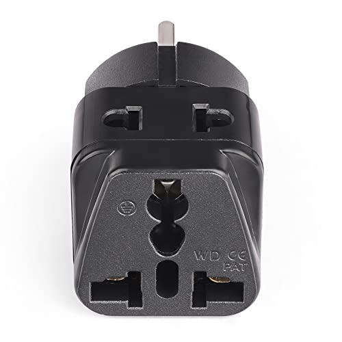 Image of OREI India to Israel, Gaza, Palestine & More (Type H) Travel Adapter Plug - 2 in 1 - CE Certified - RoHS Compliant - 4 Pack - Black Color (P21-14-4PK)