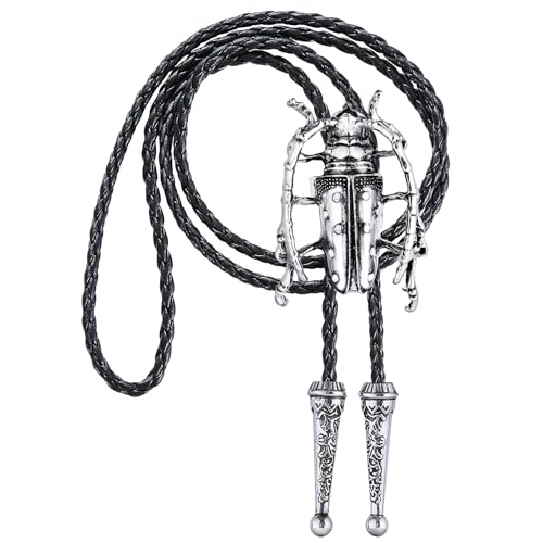 Image of GelConnie Bolo Ties for Men Women Western Cowboy Tie Mens Western Necklace Leather Necktie Gold Bolero Tie Cowboy Necklace