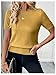 SOLY HUX Women's Short Sleeve Sweater Crew Neck Dressy Casual Knit Tops Pure Mustard Yellow Large
