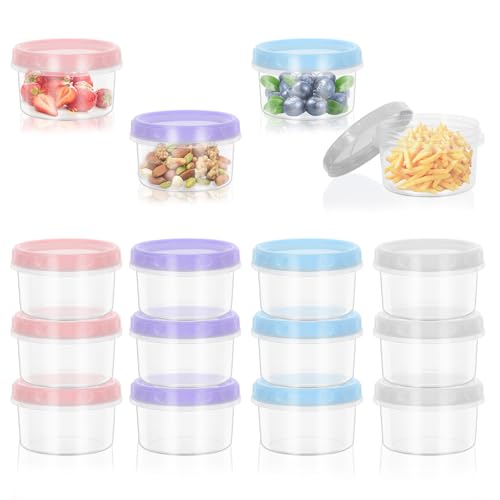 Fentar 16pcs Tarrinas de Plastico con Tapa, 250ML Tapers para Comida Hermetico, Duradero Recipientes para Salsa, Recipiente para Pequeñas Envases de Plastico con Tapa Almuerzo Yogur