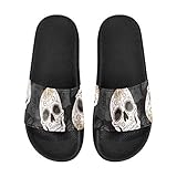 InterestPrint Gothic Pattern with Roses and Sugar Skulls Indoor Outdoor Women's Casual Sandals 9...
