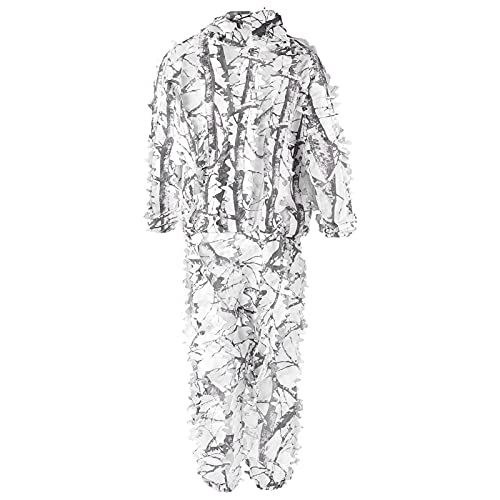 3D Leaf Suit, Snow Wild Camouflage Ghillie Suit 3D Leaf Jackets and Pants Set Clothes for Hunting Hunting Clothing