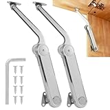 HBL' 2 Pack | Lid Support Hinges Lid Stay Hinge for Extra-Long Upper Cabinet & RV Cabinets, 30° - 90° Lid Stay and Under 30° Soft Close, Tension Adjustable, Heavy Duty, Max Load 88LBS