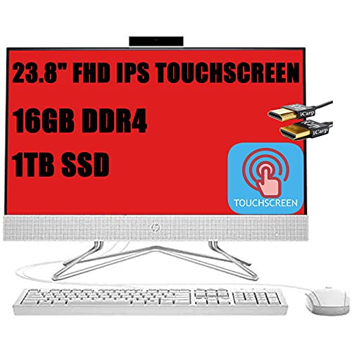 Hp 24 All-In-One Desktop 23.8" Full Hd Touchscreen Ips Anti-Glare Display (72% Ntsc) Intel Quad-Core Pentium Silver J5040 Processor 16Gb Ddr4 1Tb Ssd Keyboard&Mouse Win11 White + Hdmi Cable #TOP27