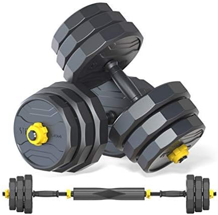 IRUI Adjustable Fitness Dumbbells Set, Free Weights Dumbbells with Connecting Rod Used As Barbell for Gym Work Out Home Training Suitable for Men and Women 33Lbs /15KG(2Pieces/Set)