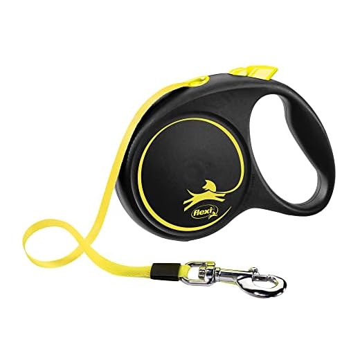 FLEXI Fun Neon Retractable Dog Leash (Tape), for Dogs Up to 110lbs, 16 ft, Large, Neon