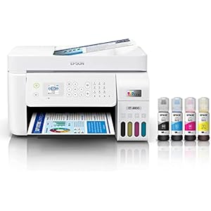 Epson EcoTank ET-4800 Wireless All-in-One Supertank Color Inkjet Printer, White – Print Copy Scan Fax – 10.0 ppm, 5760 x 1440 dpi, 8.5″ x 14″, 30-Sheet ADF, Ethernet