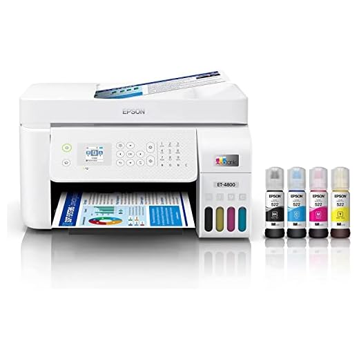 Epson EcoTank ET-4800 Wireless All-in-One Supertank Color Inkjet Printer, White - Print Copy Scan Fax - 10.0 ppm, 5760 x 1440 dpi, 8.5" x 14", Voice Activated, 30-Sheet ADF, Ethernet, DAODYANG
