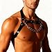 Sekexi Men's Sexy PU Leather Metal Chain Chest Harness Punk See Through Body Harness Gay Harness SM Cosplay Halloween Accessories (Black, One size)