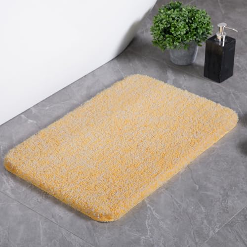 CHEZARTEMIS Luxury Quick Dry Non-Slip Bathroom Rugs【17'' x 24'' Chick Yellow】 Highly Absorbent Washable and Ultra Soft, Extra Thick Fluffy Bath Mats for Shower/Kitchen/Bathtub Floor