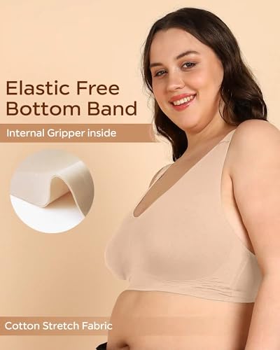 Image of Tweens Cotton Non-Padded Plus-Size Bonded Bra for Women | Full Coverage Broad Straps | Hidden Concealer | Seamless Wire-Free No-Dig Comfort | Breathable Cotton | Elastic-Free No Marks | Pack of 1