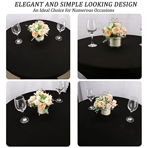 Image of 4 Pack Spandex Stretch Table Cover - 32x43 Inch Square Corners, Fitted High Top Tablecloth for Cocktail, Bar, Weddings, Banquet, Outdoor Party (Black)