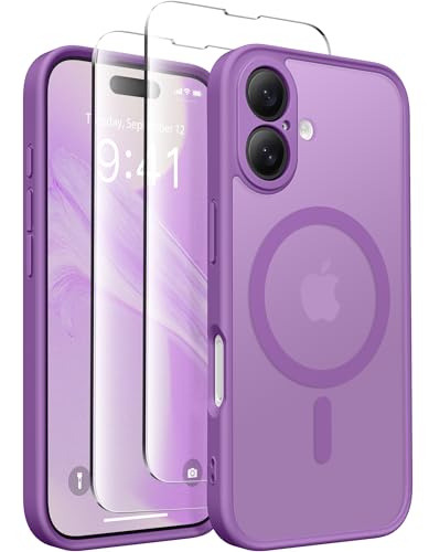Coque iPhone 16 violette magnétique CAPRARO antichoc mate et translucide