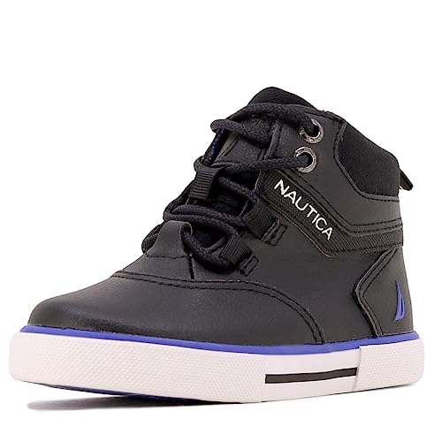 Nautica Kids Sneaker Lace-Up Fashion Shoe Zipper Boot Like High Top-Manchart-Black Blue-11 #TOP17
