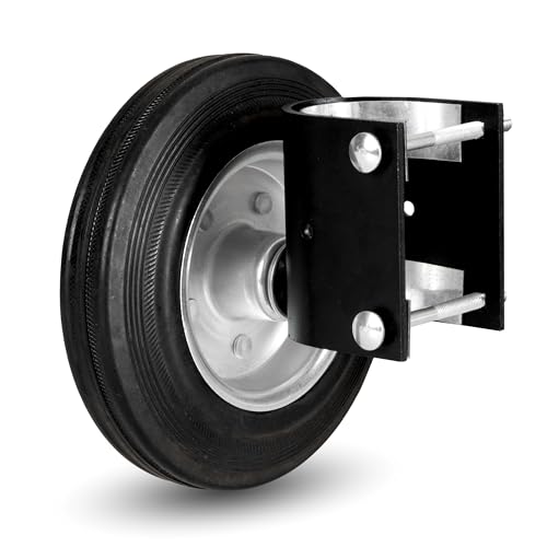 Image of Iron Forge Tools 6 Inch Hard Rubber Side Mount Rolling Tube Gate Wheel - Heavy Duty Wheels for Metal Tube Gates, Round Fence, Farm Gate Wheel - 1-5 /8 to 2 Inches in Diameter