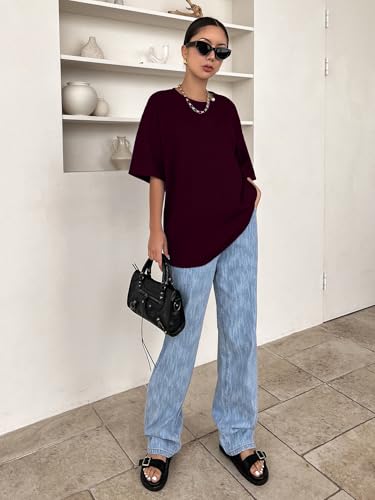 Image of Zilcon Women's Waffle Wool Knit Tops Dressy Business Casual T-Shirt Half Long Sleeve Fall Winter Summer Work Tops