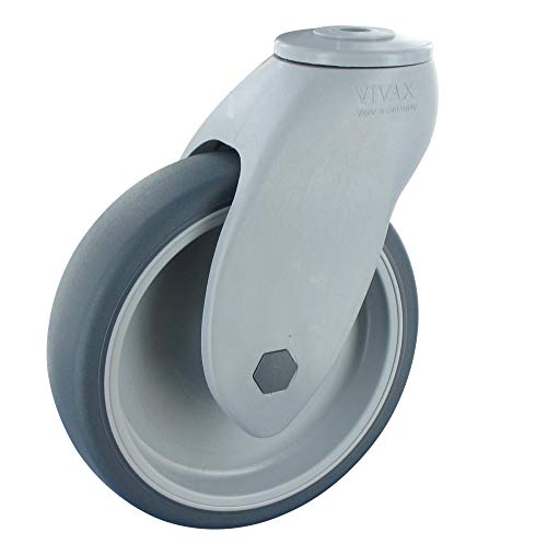 Kunststoff Lenkrolle ohne Feststeller 100mm TPE Gummi Rückenloch