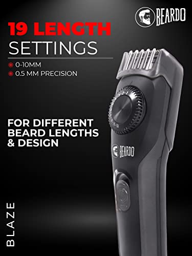 Image of Beardo Blaze Trimmer for Men|90 minutes Run Time | 19 Length Settings | Cordless | Stainless Steel Self-Sharpening 0.5mm precision Blades | Powerful Quick charge Li+ battery