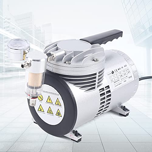 Oilless Diaphragm Vacuum Pump, 1/6hp No-Oil Lubrication Pump Electric Single-Stage Vacuum Pump W/Vacuum Gauge, 1450/1700r.p.m, for Food Vacuum Packaging