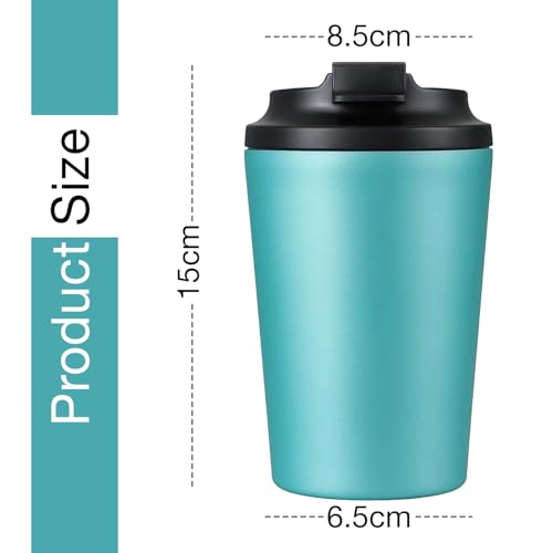 Image of Stvin 380ml Insulated Coffee Mug Travel, Stainless Steel Tumbler with Leak-Proof Lid, Reusable Thermal Cup for Hot & Cold Drinks, Car, Office, Camping & More (3rd Blue)