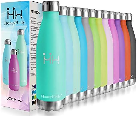 HoneyHolly Kids Stainless Steel Water Bottle 350ML, Metal Water Bottle, Double Walled Vacuum, Small Insulated Water Bottles for School, Girls, Boys BPA Free Reusable Leak Proof for Hot/Cold Water