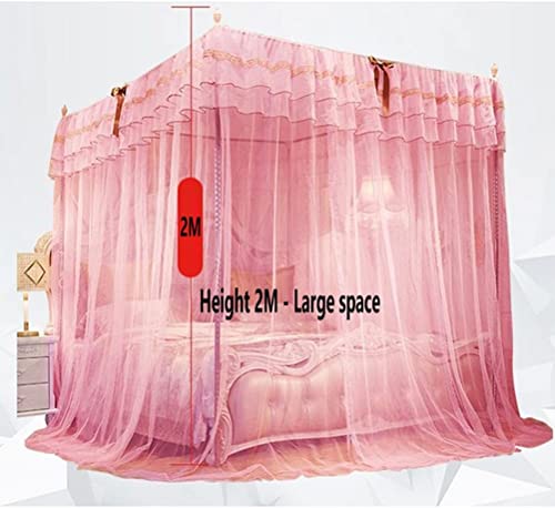 Mosquitera para cama de cuatro postes de alta densidad y cortina de encaje 3