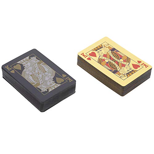 Trendcool Baraja de Cartas Poker Plastico. Juego Impermeable, Resistente al Agua. Baraja Póker Doradas, Negras, Oro. Juegos de Mesa Profesionales e Impermeables. (Gold+Black)