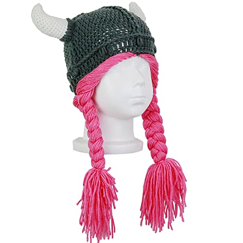 YEKEYI Kids Winter Earflap Hood Viking Knit Hat - Funny Beanie Cap for Boys and Girls3