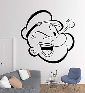 Popeye The Sailor Strong Spinach Men Muscles Man Cartoon Character Babies Guys Boys Girls Womens Kids Children Nursery Wall Decals Vinyl Stickers Art Rooms Room Walls Wall Decoration Size (10x10 inch)