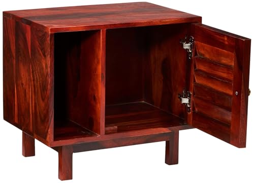 Image of Amazon Brand - Solimo Erich Solid Sheesham Wood Bedside Table with 1 Cabinet for Home (Honey Finish)