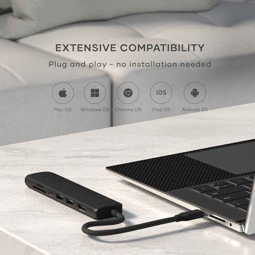 Satechi 7 in 1 USB C Hub Multiport Adapter with Ethernet, HDMI 4K@60Hz, 100W PD Charging, 2X USB-A Data Ports, Micro/SD Card Readers for MacBook Air/Pro M5/M4, iPad, Windows - Black - Thumbnail 7